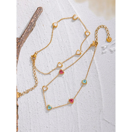 White Heart CZ Anklet