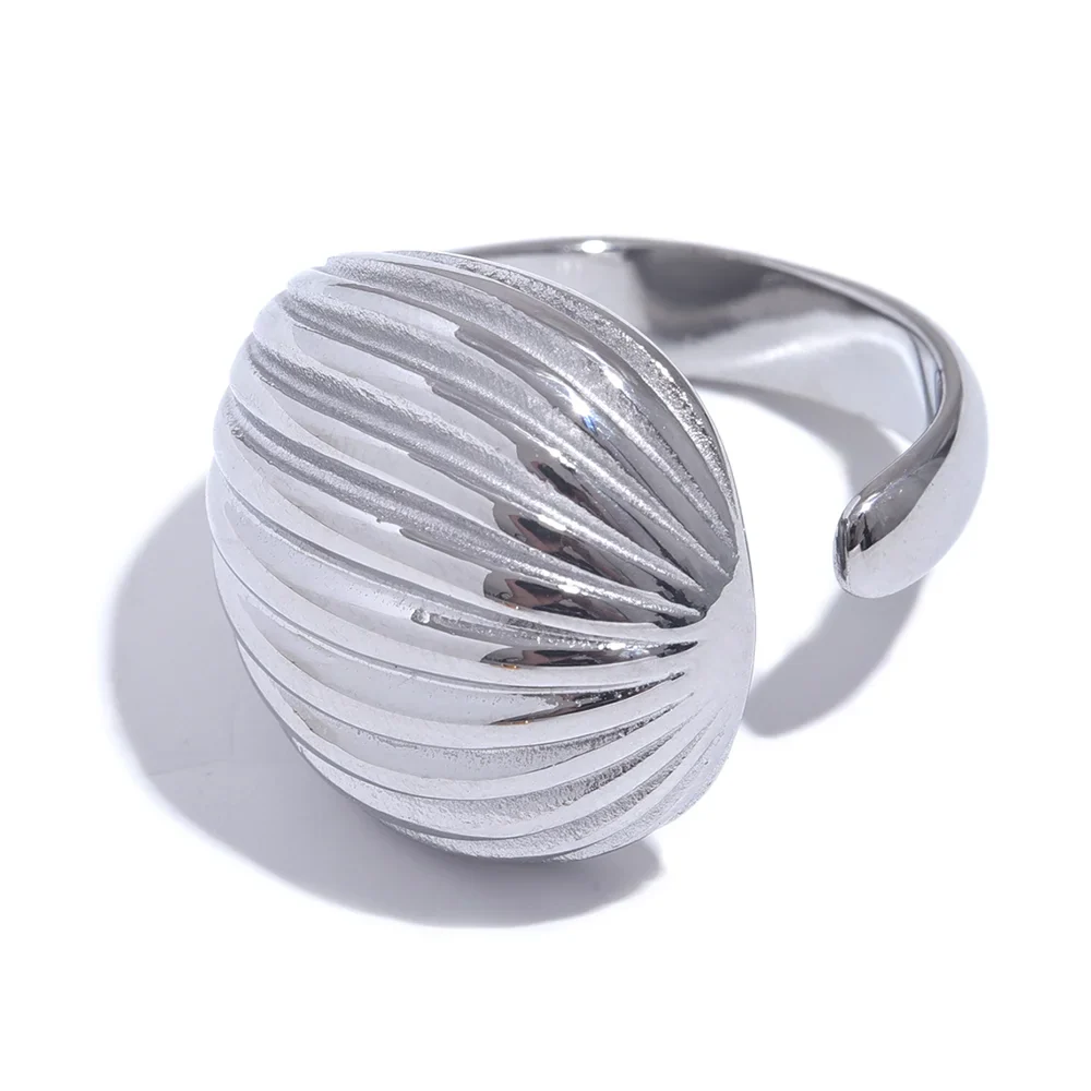 Stripe Geometric Open Ring