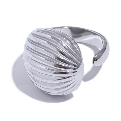 Stripe Geometric Open Ring