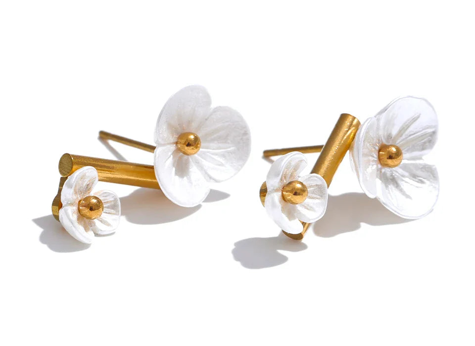 White Flower Earrings