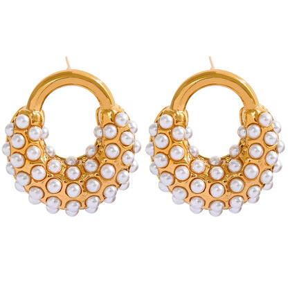 Pearl Geometric Stud Earrings