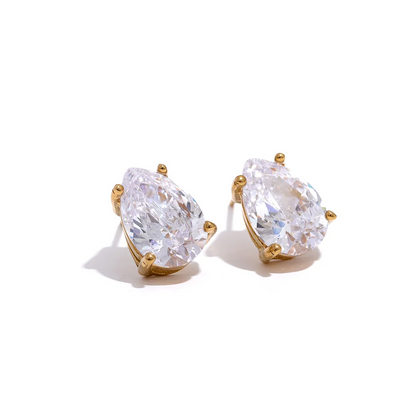 Cubic Zirconia  Water Drop Pendant Necklace Stud Earrings