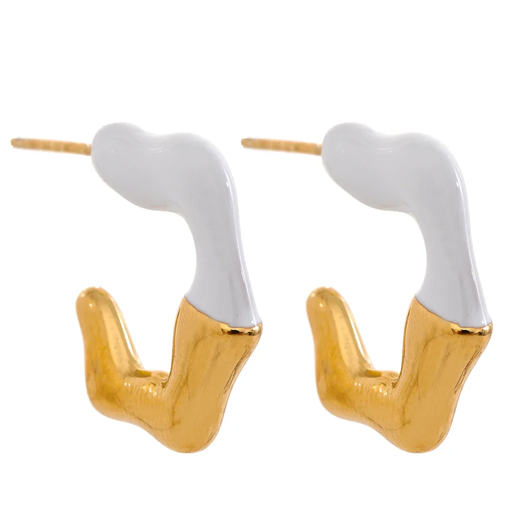 Y2K Enamel C Shape Geometric Earrings