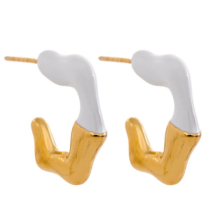 Y2K Enamel C Shape Geometric Earrings