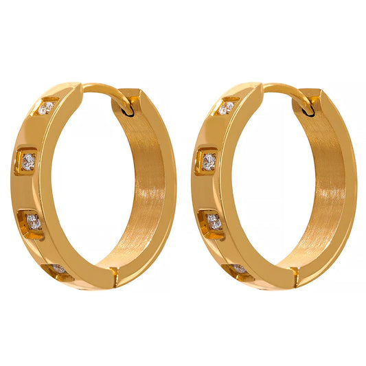 Round Zirconia Hoop Earrings
