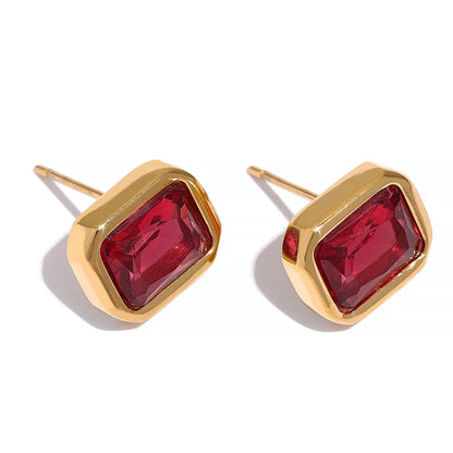 Colorful Zircon Square Studs