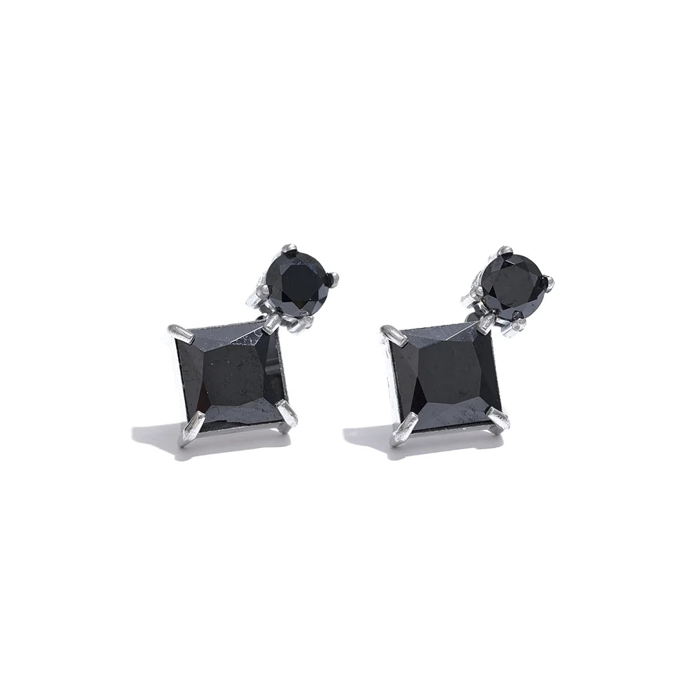 Multicolor Zircon Square Stud Earrings
