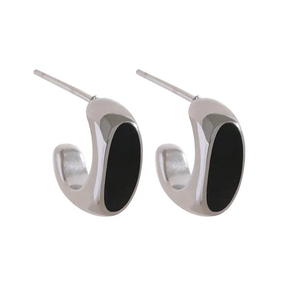 Golden Enamel Minimalist Stud Earrings