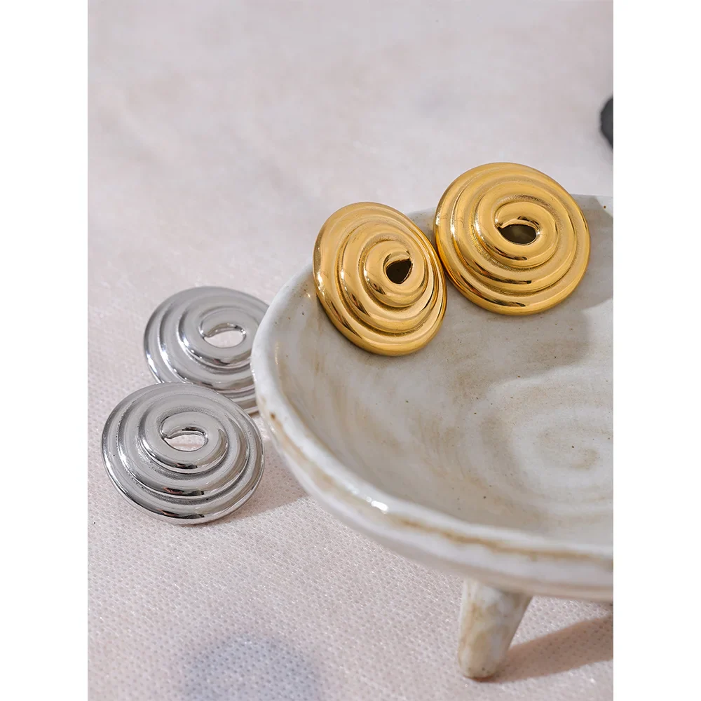 Round Circle Big Stud Earrings