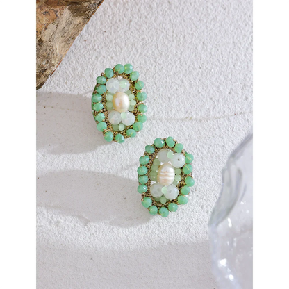 Green Beaded Earrings