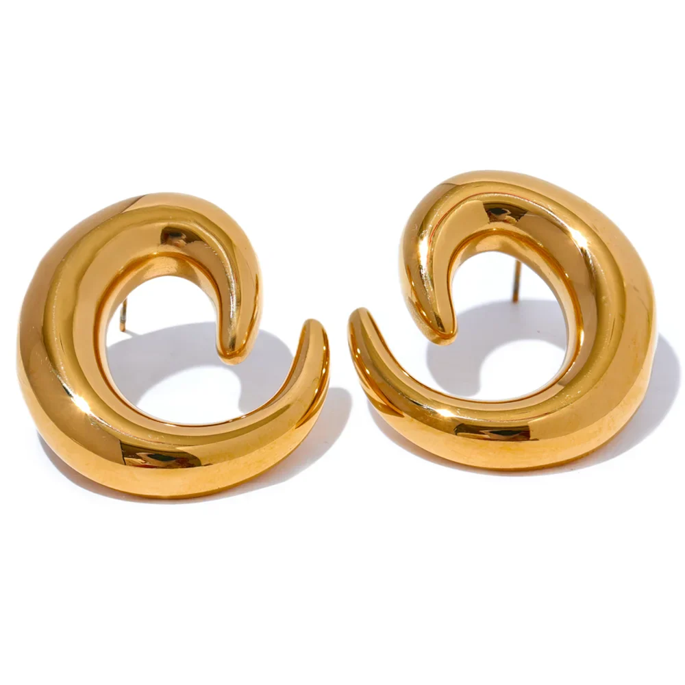 Geometric Smooth Metal Stud Earrings