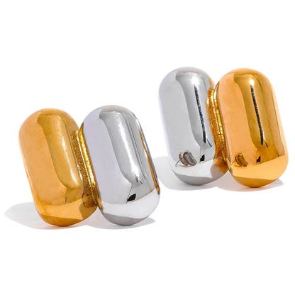 Double Color Geometric Stud Earrings