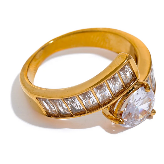 Colorful Shiny Cubic Zirconia Gold Color Ring