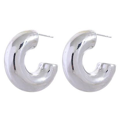 Small Chunky Gold Hoop Earrings