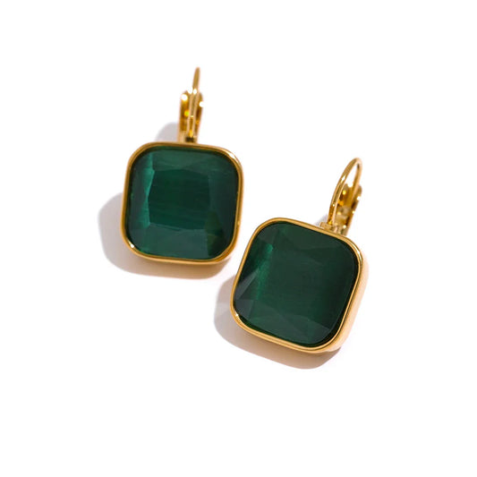 Green Aventurine Opal Stud Earrings