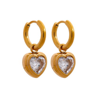 Zirconia Heart Hoop Earrings