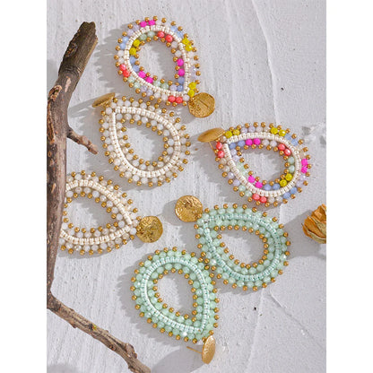 Handmade Beaded  Hoop Earrings