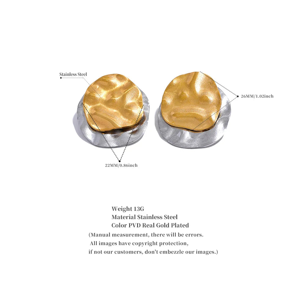 Double Color Geometric Round Stud Earrings