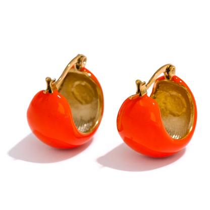 Geometric Enamel Hoop Earrings