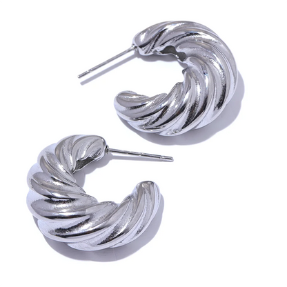 C-Shape Twisted Huggie Earrings