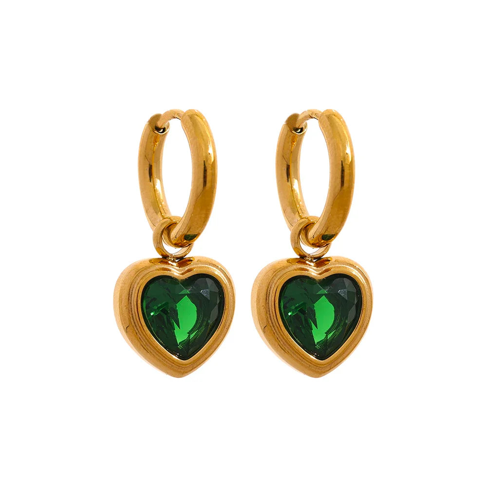 Zirconia Heart Hoop Earrings