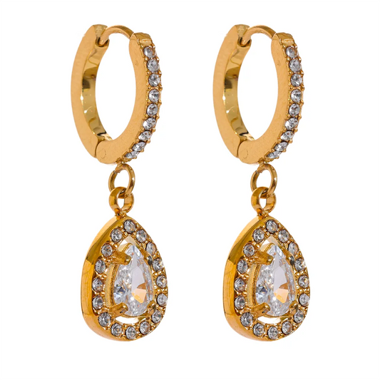 Shiny Zirconia Water Drop Earrings