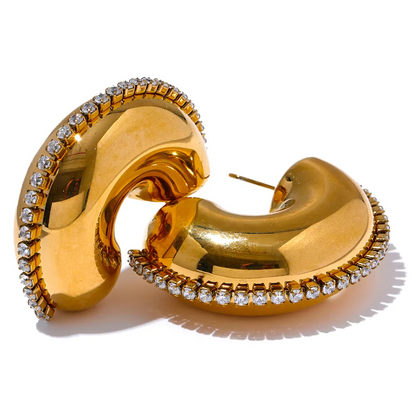 Trendy C Shape Zirconia Earrings