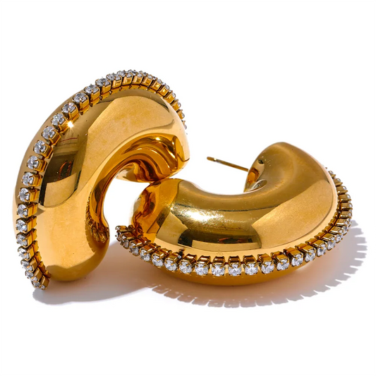 Trendy C Shape Zirconia Earrings