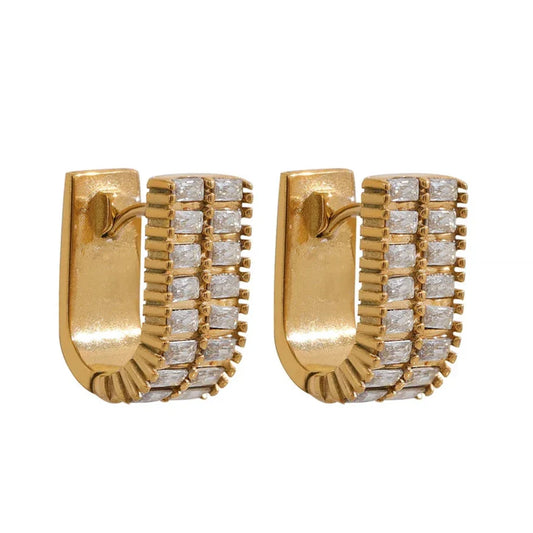 Gold U-Shape Hoop Earrings
