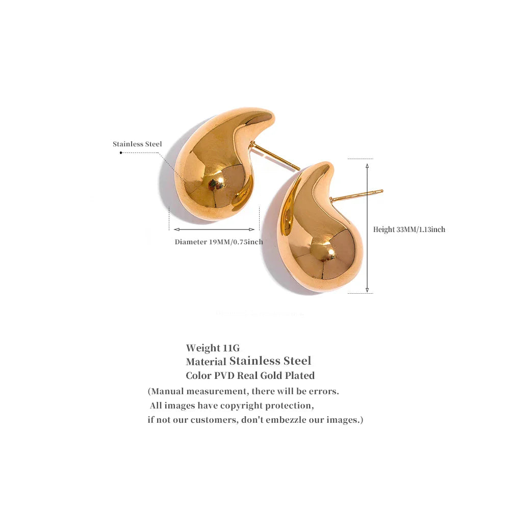 Chunky Water Drop Big Stud Earrings