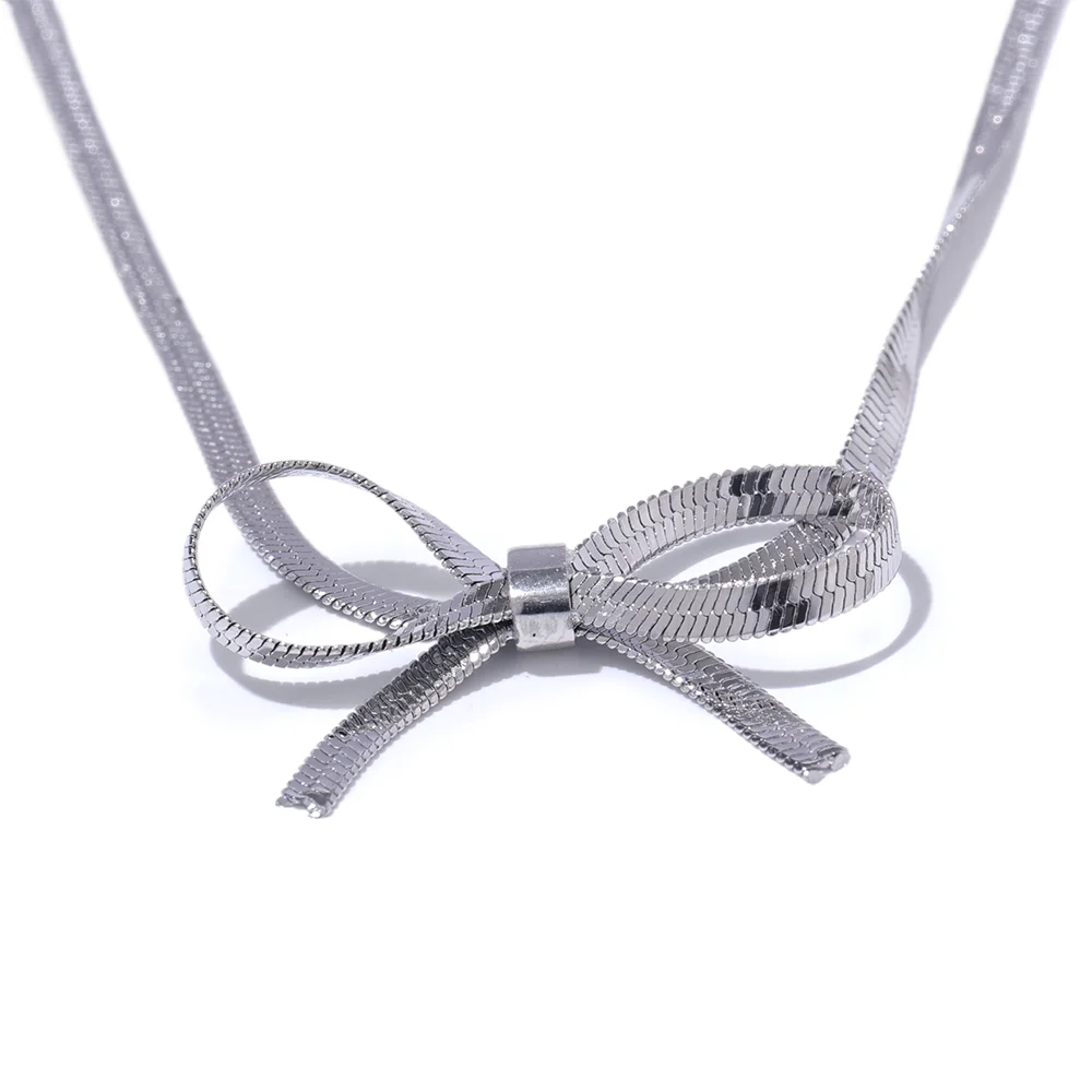 Snake Chain Trendy Bowknot Bow Necklace Bracelet Bangle Set
