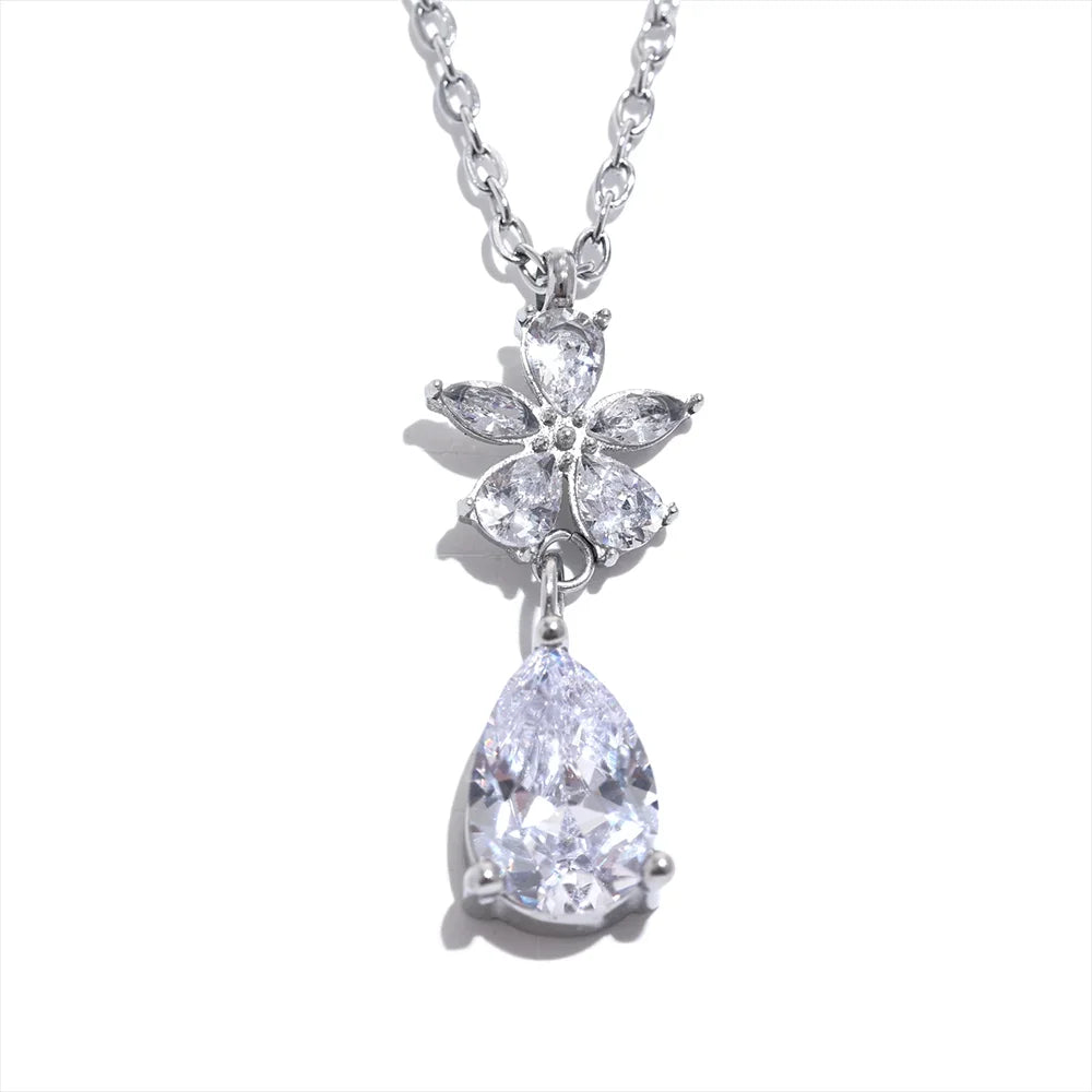 Cubic Zirconia Flower Necklace