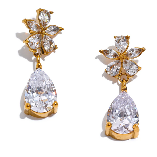 Colorful Zircon Flower Earrings