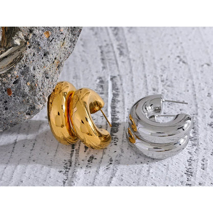 Small Chunky Gold Hoop Earrings