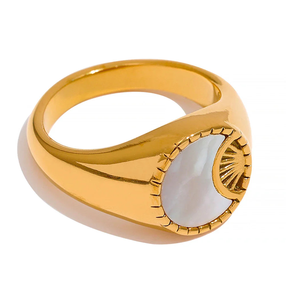 Star Moon Celestial Shell Ring