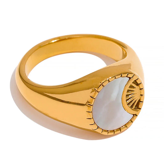 Star Moon Celestial Shell Ring