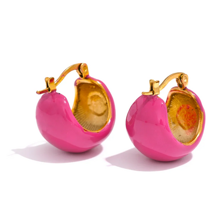 Geometric Enamel Hoop Earrings