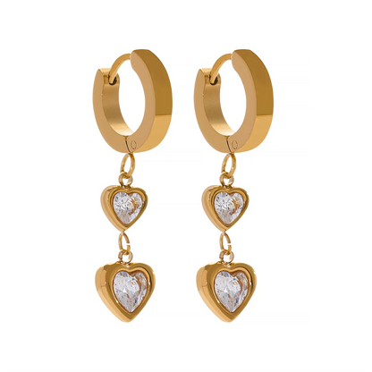 Zirconia Heart Dangle Earrings