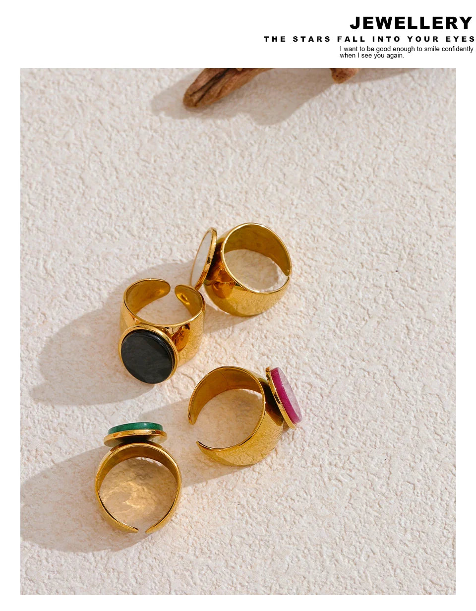 Wide band rings with stones