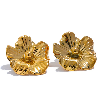 Metal Flower Stud Earrings