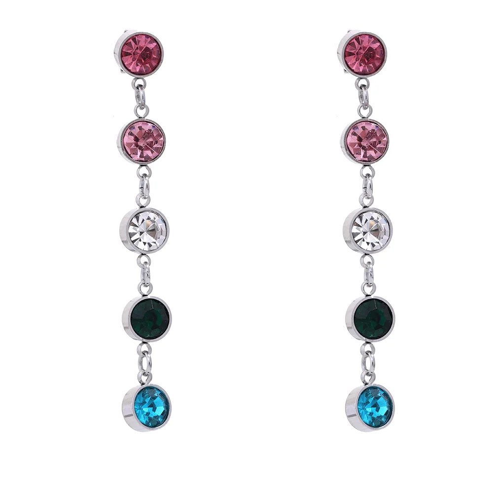 Colorful CZ Drop Earrings