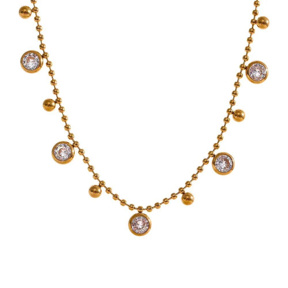 Shiny CZ Chain Necklace Bracelet Set