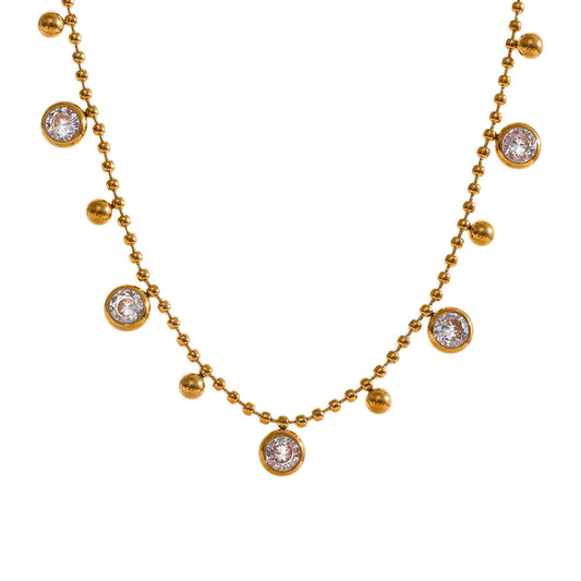 Shiny CZ Chain Necklace Bracelet Set