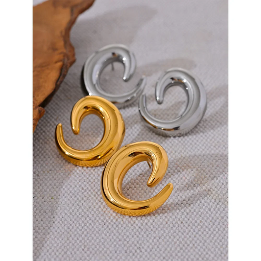 Geometric Smooth Metal Stud Earrings
