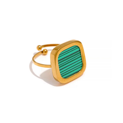 Texture Green Square Acrylic Adjustable Ring