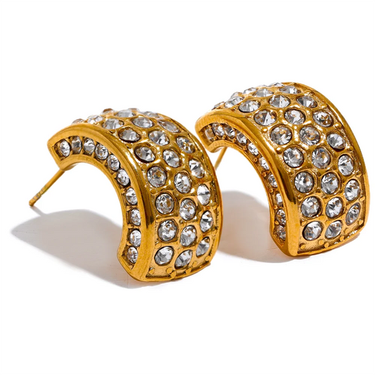 Zirconia C Shape Geometric Earrings