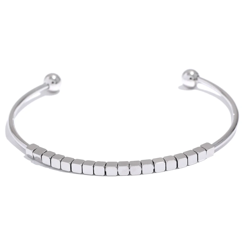 Charm Square Beads Open Cuff Bracelet