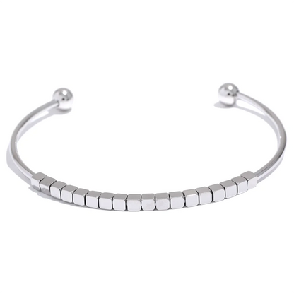 Charm Square Beads Open Cuff Bracelet