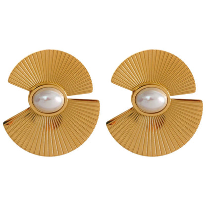 Pearl Fan Stud Earrings