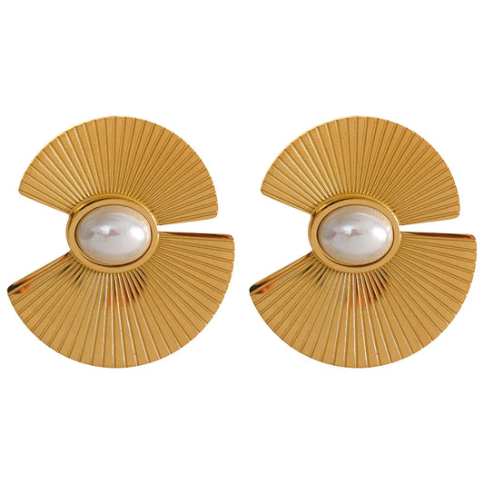 Pearl Fan Stud Earrings